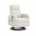 fauteuil relax pivotant électrique 75 x 85 x 105 cm tissu polyester beige base métal noir forme circulaire dossier inclinable