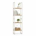 Bibliothèque étagère 4 niveaux 180 cm x 40 cm x 30 cm acier blanc MDF effet chêne clair structure ouverte avec croisillons