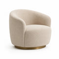 fauteuil pivotant 80 x 80 x 75 cm tissu polyester bouclé beige base métal doré forme ronde
