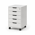 Caisson de bureau à roulettes 5 tiroirs verrouillable 40 cm 45 cm 65 cm panneaux mélaminés blanc forme rectangulaire