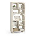 Bibliothèque 80 cm largeur 30 cm profondeur 180 cm hauteur MDF mélaminé beige étagère ouverte niches arquées structure verticale