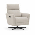 Fauteuil relax pivotant 80x85x105 cm tissu polyester beige base étoile acier noir dossier haut accoudoirs intégrés réglage latéral